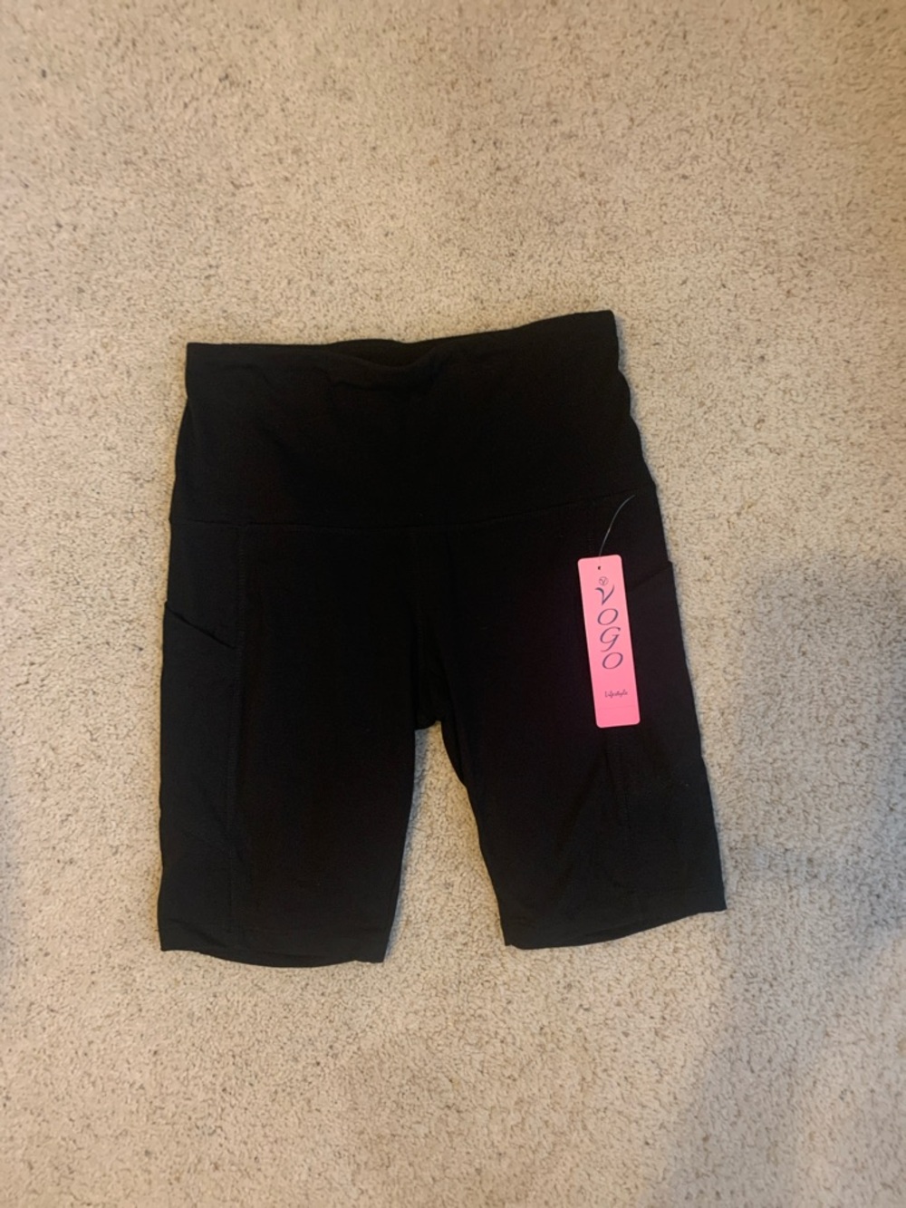 VOGO Black High-Rise Bike Shorts with Side Pockets